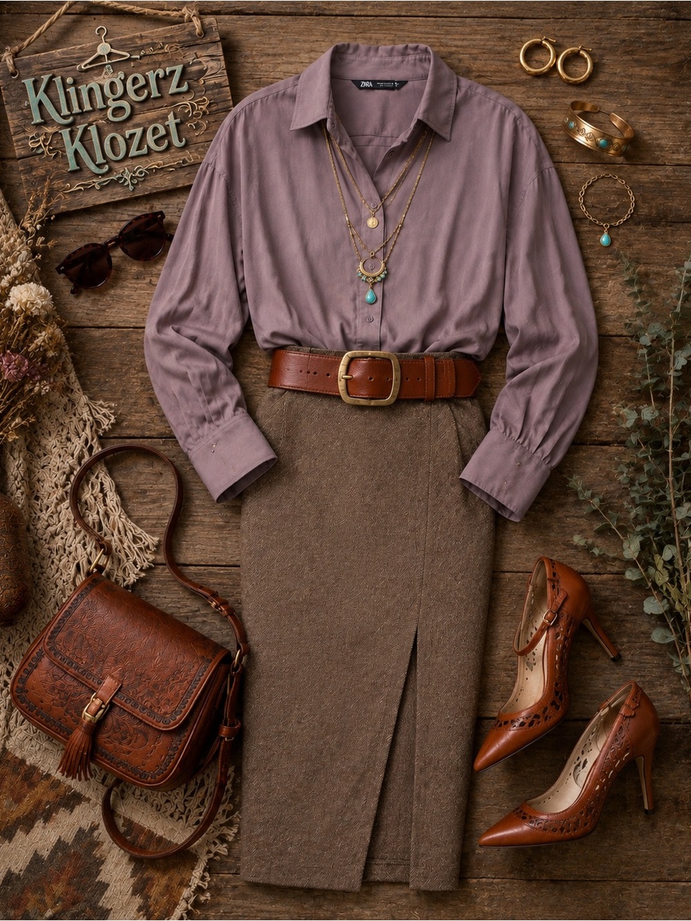 ZARA Mauve/Lavender Relaxed Button-Down Shirt – Size Medium - Picture 2 of 9